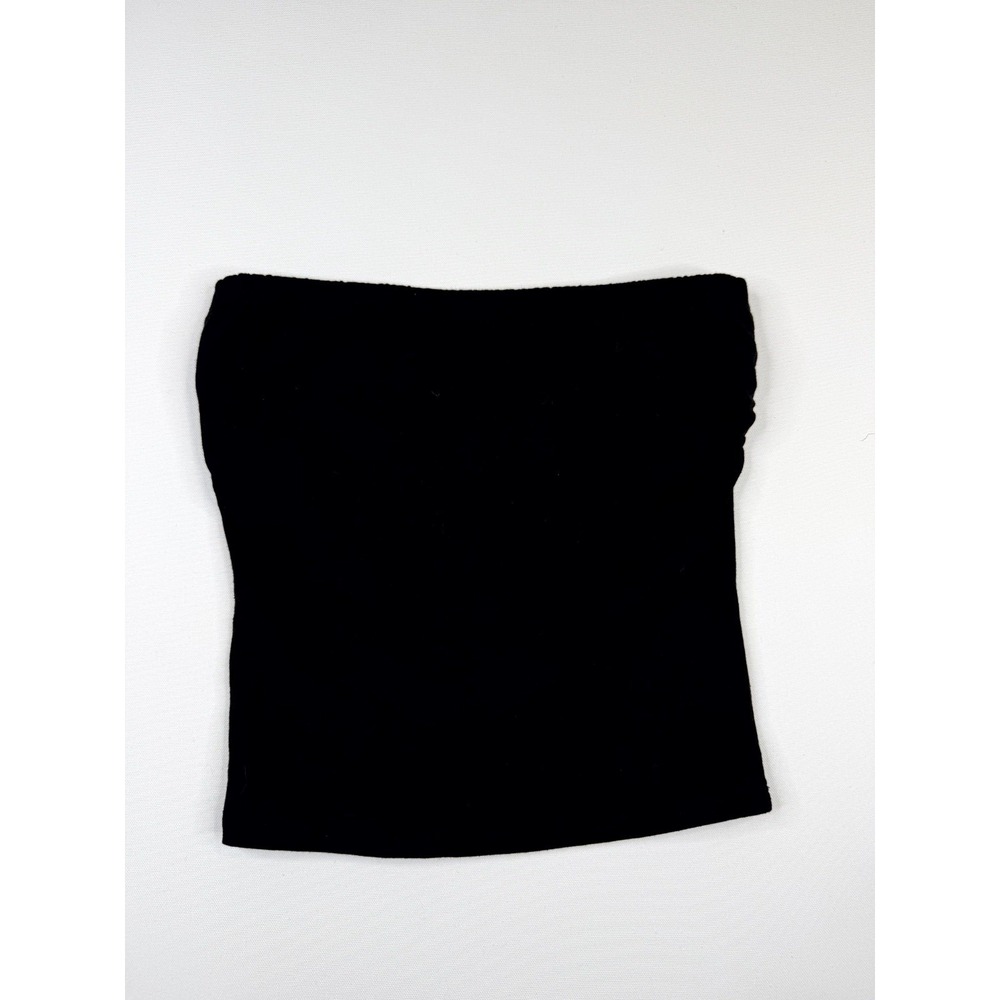 MixMatchy Side Shirring Scrunched Double Layered Tube Top Womens Medium Black